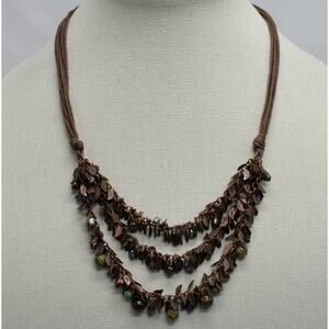 Coldwater Creek brown/copper layered leaf charm necklace boho fairy whimsigoth